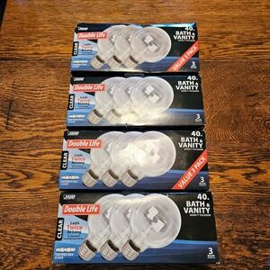Feit Electric 40W G25 Clear Globe Vanity Light Bulbs Double Life‎ 120V 12 Pack